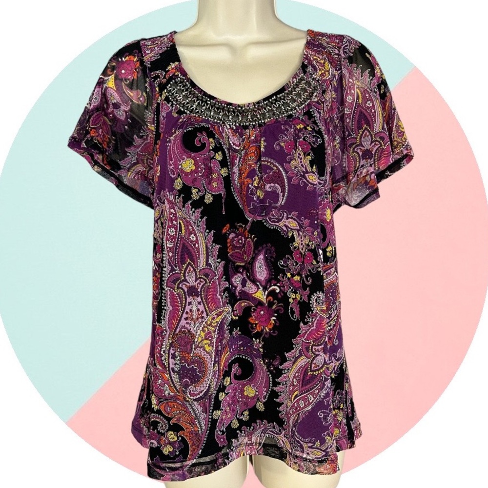 APT 9 Short Sleeve Blouse Medium